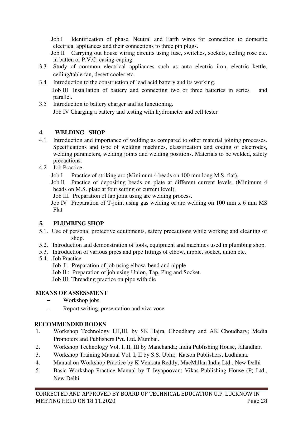 SYLLABUS FOR FIRST SEMESTER SESSION (2020-2021) - SIX SEMESTER DIPLOMA COURSE IN GLASS AND CERAMIC ENGINEERING - Page 28