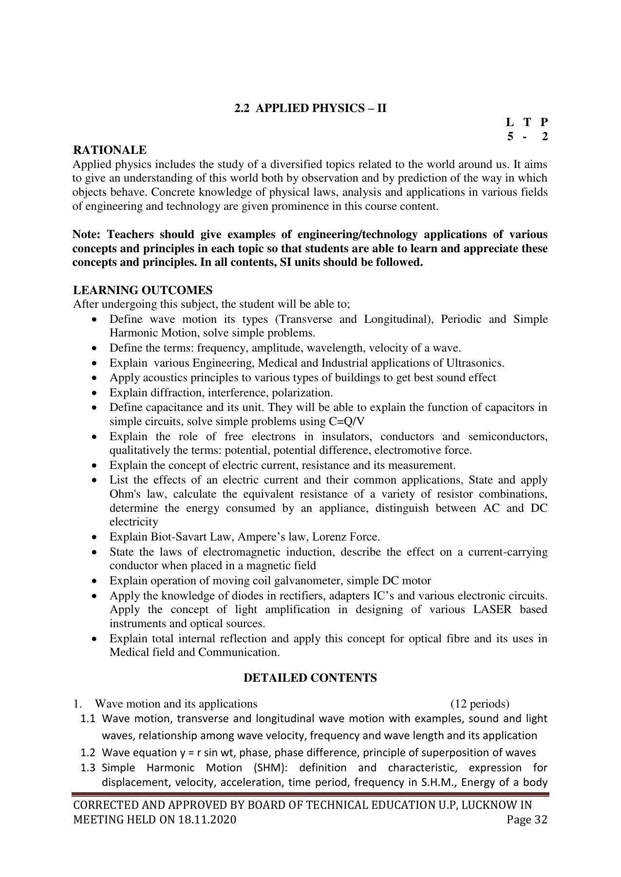 SYLLABUS FOR FIRST SEMESTER SESSION (2020-2021) - SIX SEMESTER DIPLOMA COURSE IN GLASS AND CERAMIC ENGINEERING - Page 32