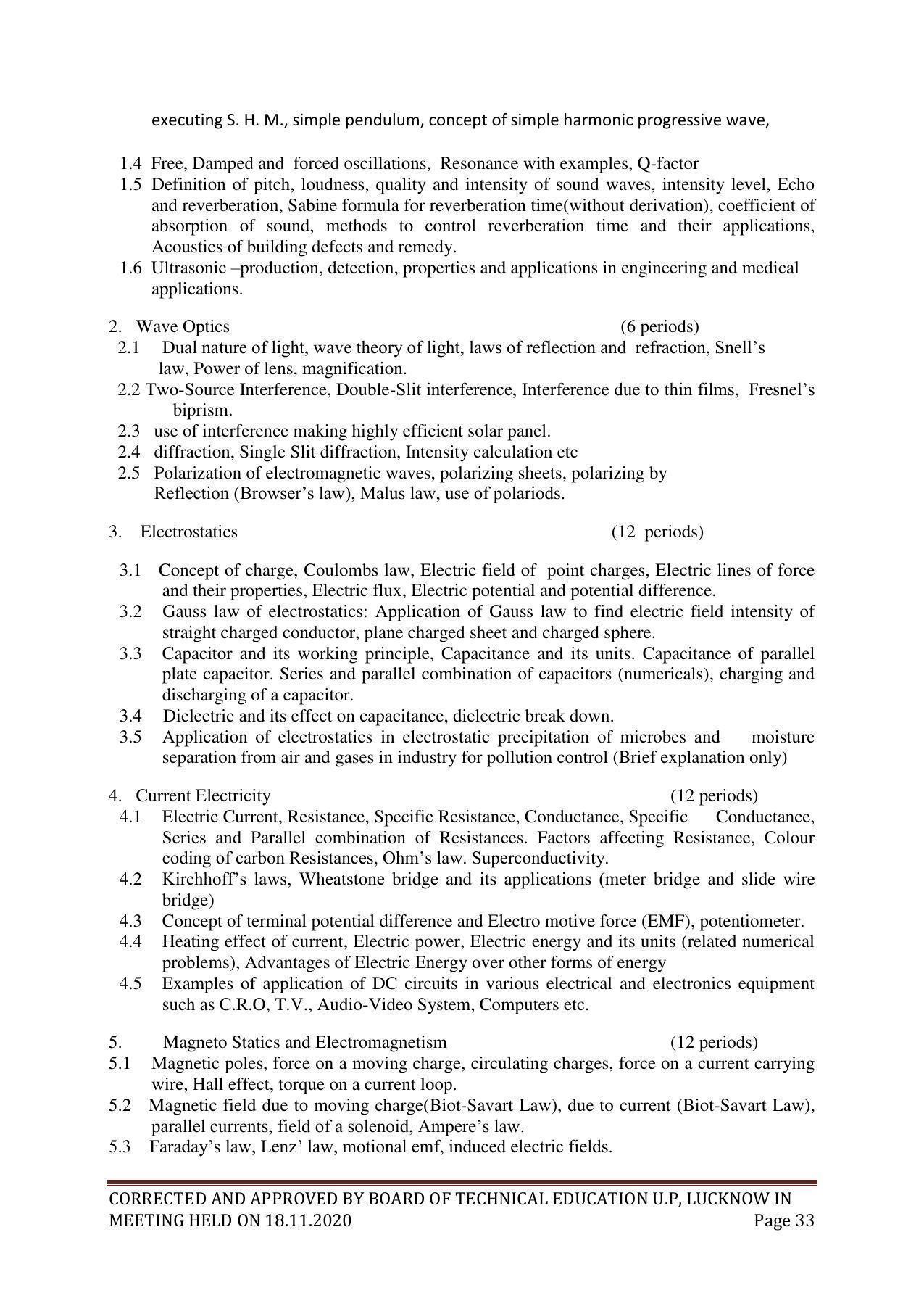 SYLLABUS FOR FIRST SEMESTER SESSION (2020-2021) - SIX SEMESTER DIPLOMA COURSE IN GLASS AND CERAMIC ENGINEERING - Page 33