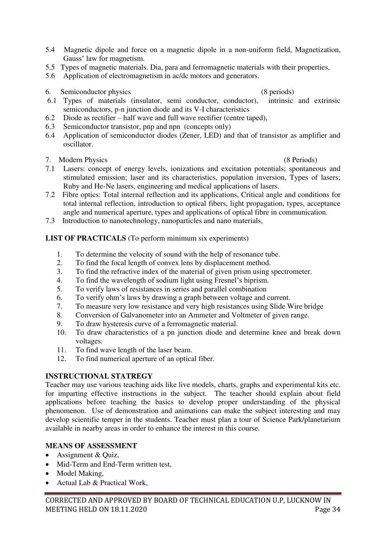 SYLLABUS FOR FIRST SEMESTER SESSION (2020-2021) - SIX SEMESTER DIPLOMA COURSE IN GLASS AND CERAMIC ENGINEERING - Page 34