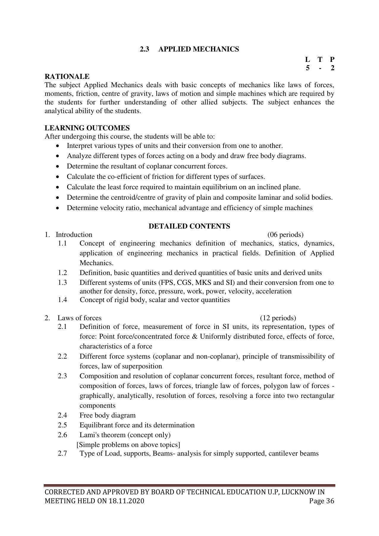 SYLLABUS FOR FIRST SEMESTER SESSION (2020-2021) - SIX SEMESTER DIPLOMA COURSE IN GLASS AND CERAMIC ENGINEERING - Page 36