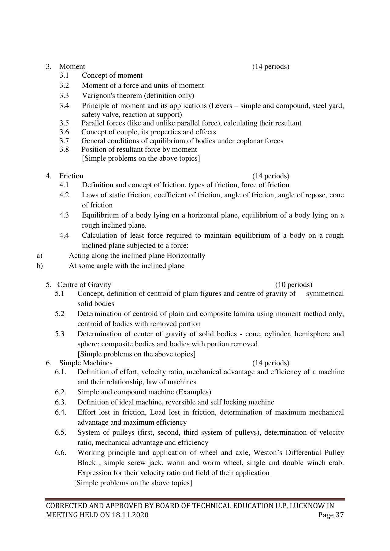 SYLLABUS FOR FIRST SEMESTER SESSION (2020-2021) - SIX SEMESTER DIPLOMA COURSE IN GLASS AND CERAMIC ENGINEERING - Page 37