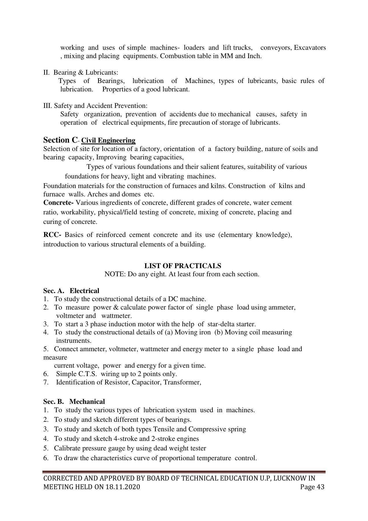 SYLLABUS FOR FIRST SEMESTER SESSION (2020-2021) - SIX SEMESTER DIPLOMA COURSE IN GLASS AND CERAMIC ENGINEERING - Page 43