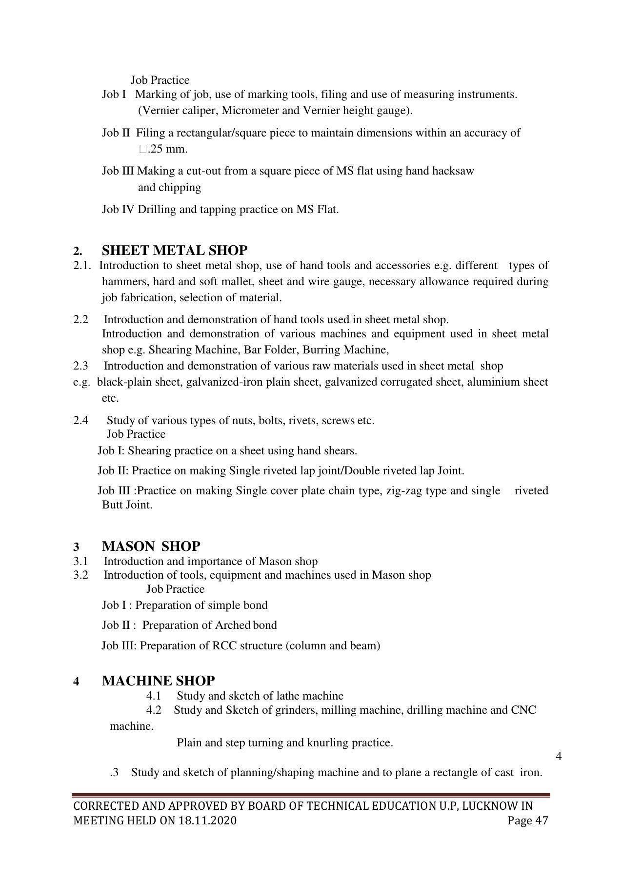 SYLLABUS FOR FIRST SEMESTER SESSION (2020-2021) - SIX SEMESTER DIPLOMA COURSE IN GLASS AND CERAMIC ENGINEERING - Page 47