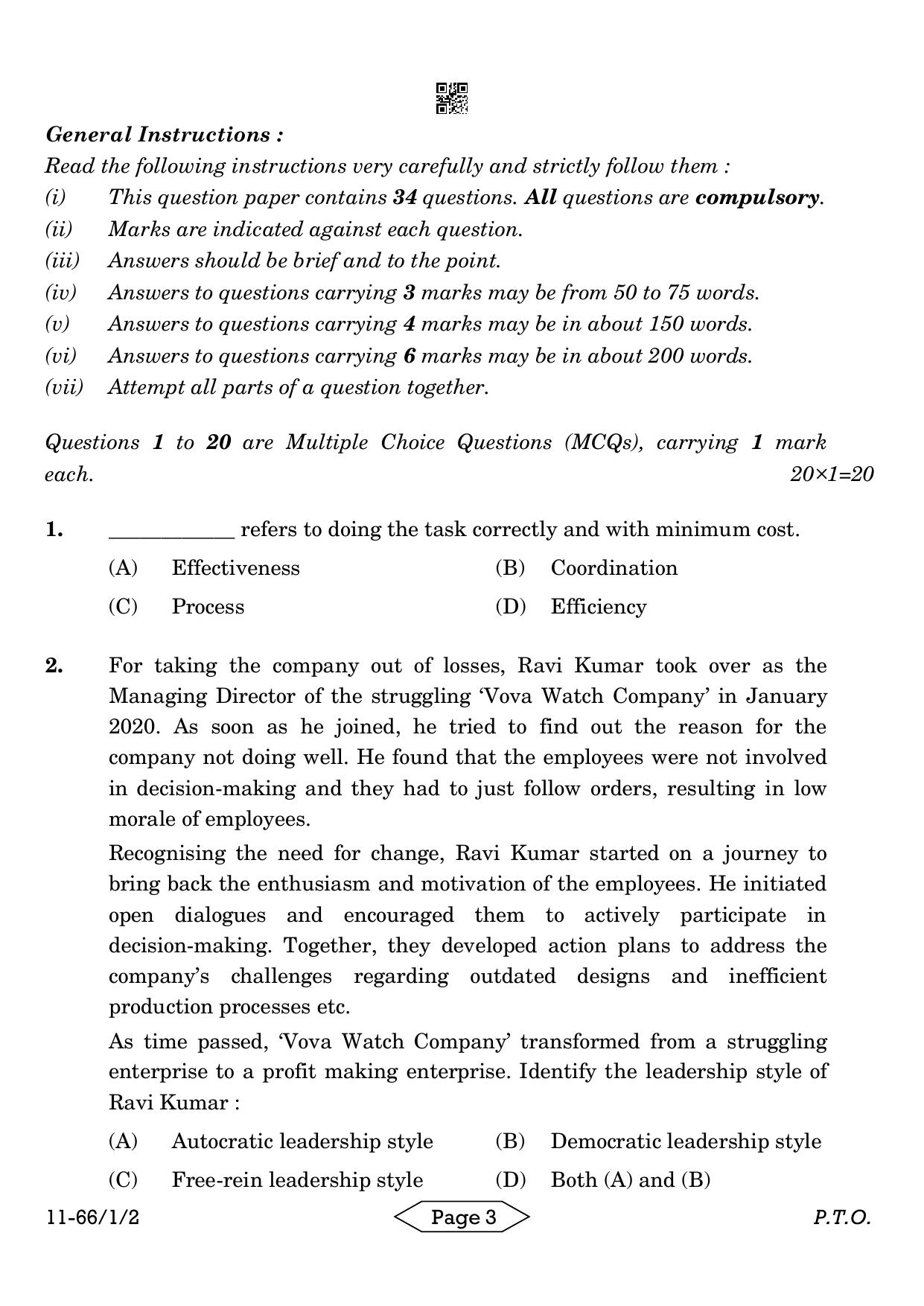 CBSE Class 12 1-2 Bussiness Studies 2024 Question Paper - Page 3