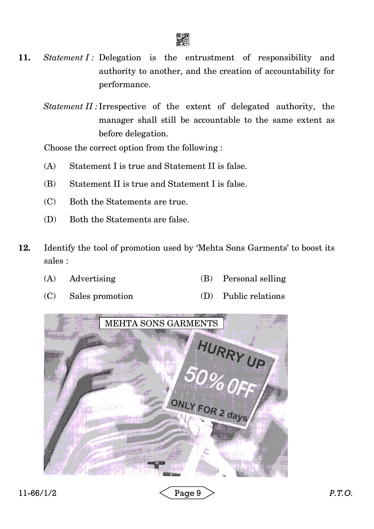 CBSE Class 12 1-2 Bussiness Studies 2024 Question Paper - Page 9