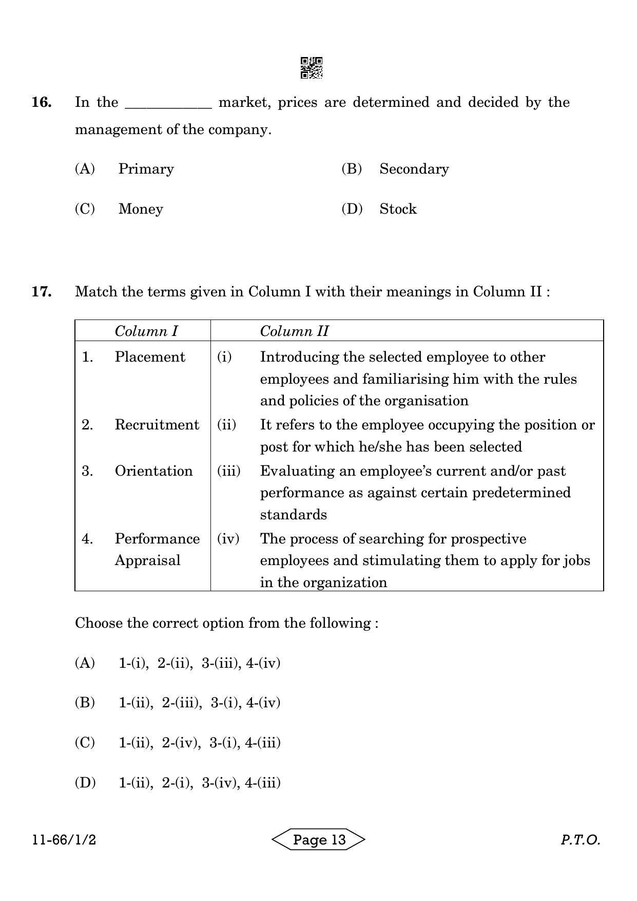 CBSE Class 12 1-2 Bussiness Studies 2024 Question Paper - Page 13