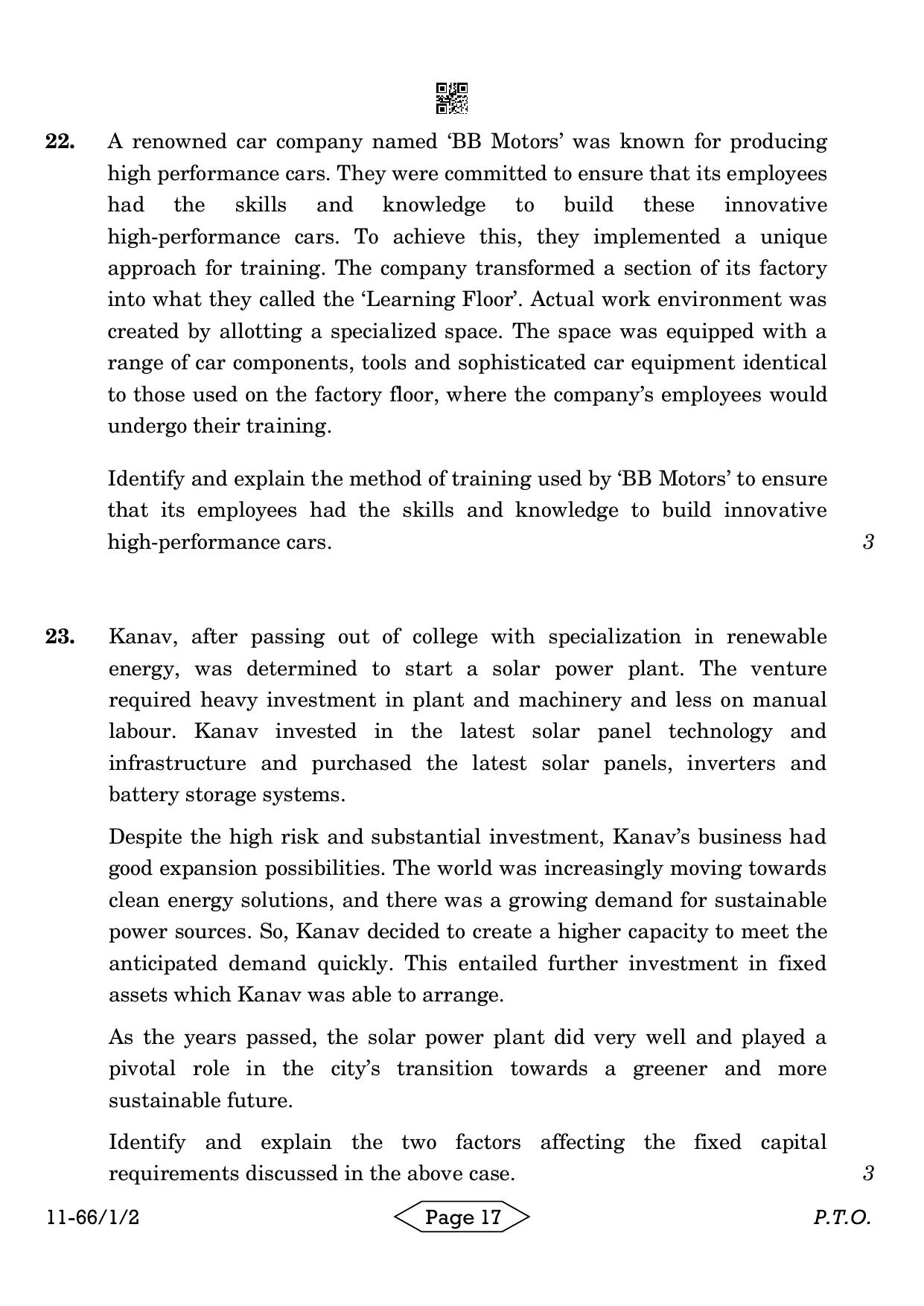 CBSE Class 12 1-2 Bussiness Studies 2024 Question Paper - Page 17