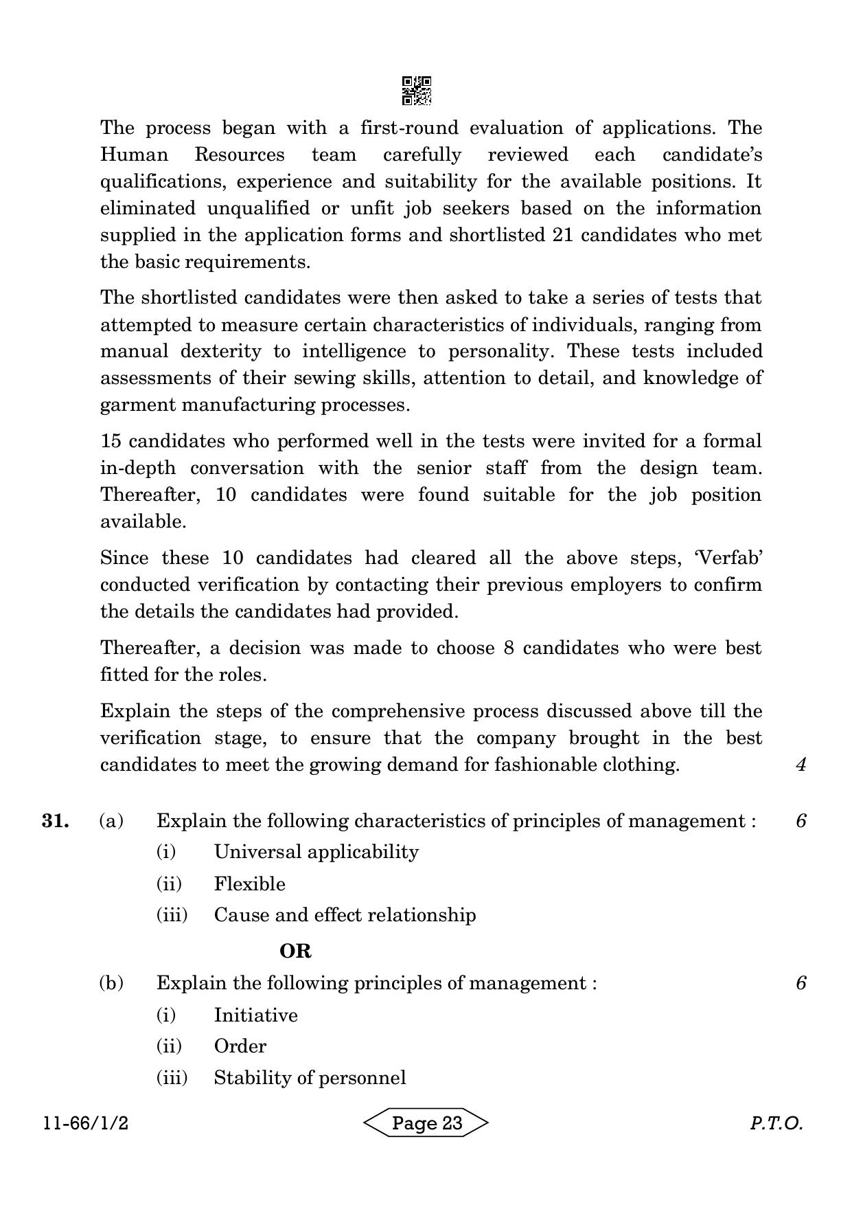CBSE Class 12 1-2 Bussiness Studies 2024 Question Paper - Page 23