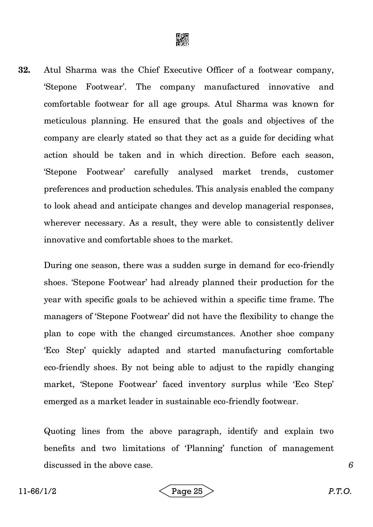 CBSE Class 12 1-2 Bussiness Studies 2024 Question Paper - Page 25