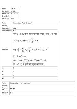 JEE Mains 2022: BTech Hindi (Shift 1) 30-07-2022 Question Paper