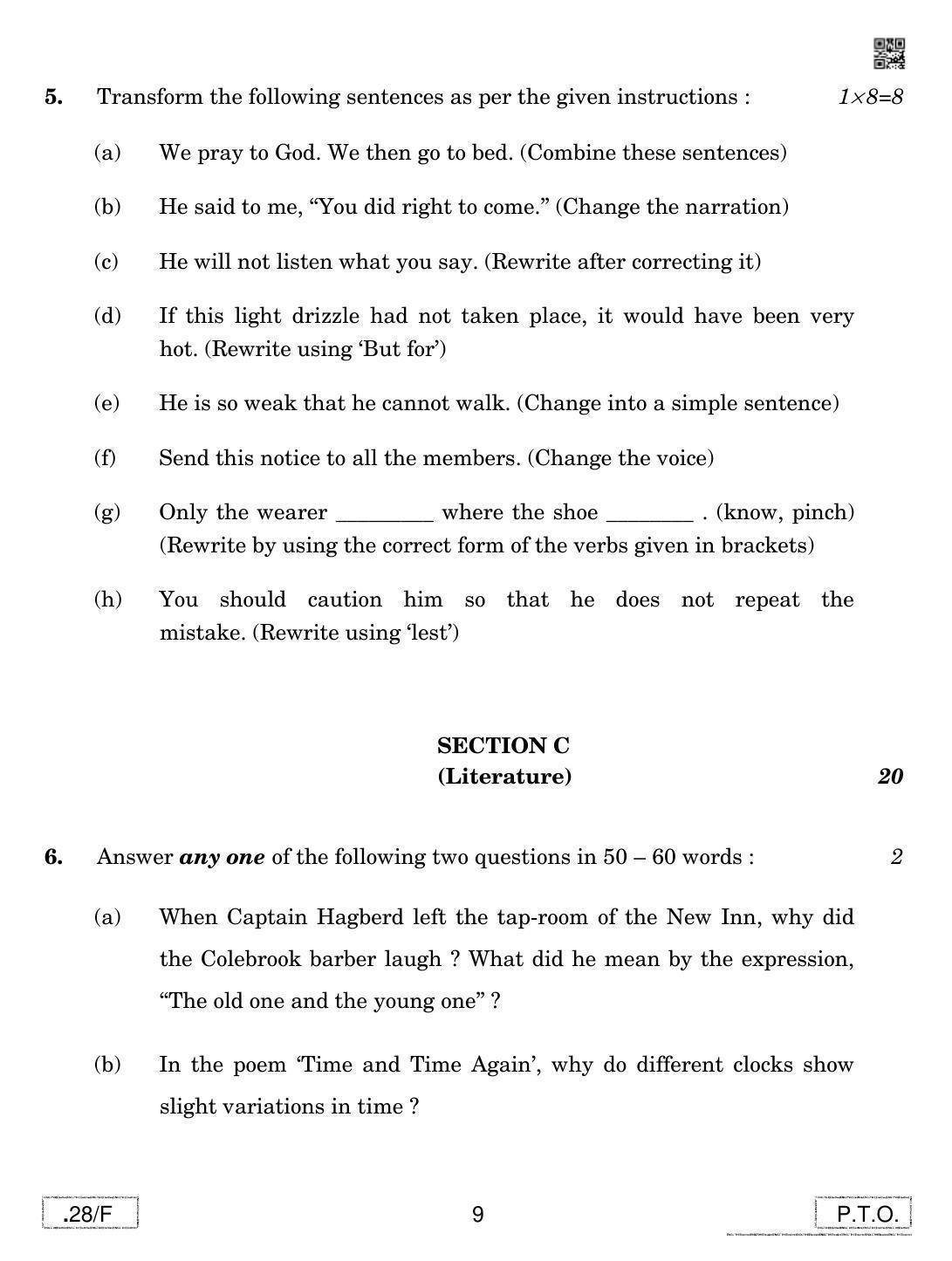 CBSE Class 12 English Elective-N 2020 Compartment Question Paper - Page 9