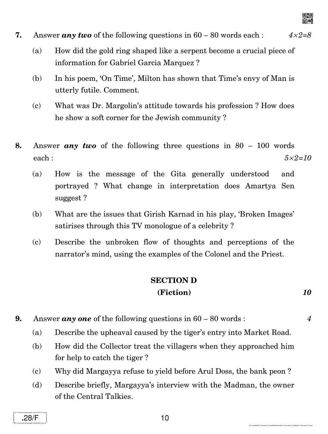 CBSE Class 12 English Elective-N 2020 Compartment Question Paper - Page 10