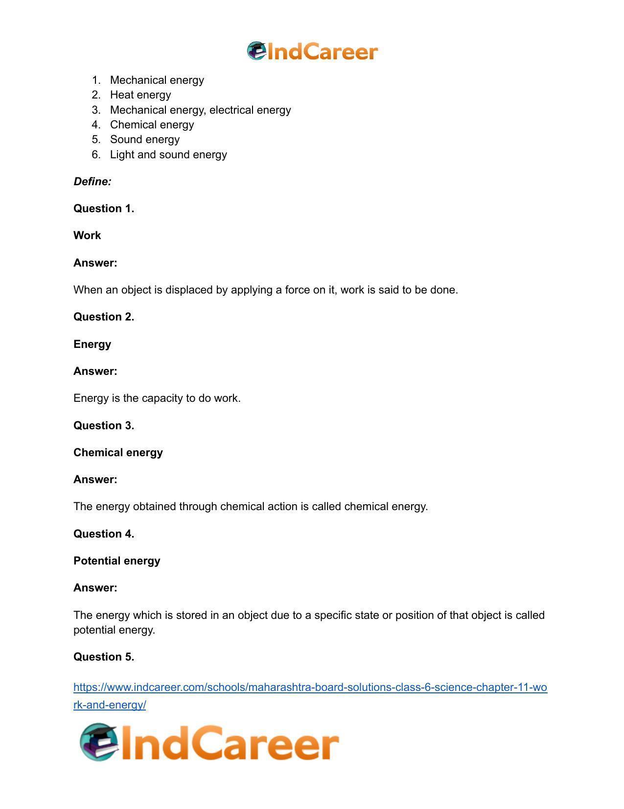 Maharashtra Board Solutions Class 6-Science: Chapter 11- Work and Energy - Page 17