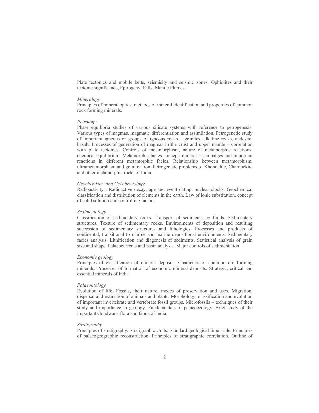 ISI Admission Test JRF in Geology Syllabus - Page 2