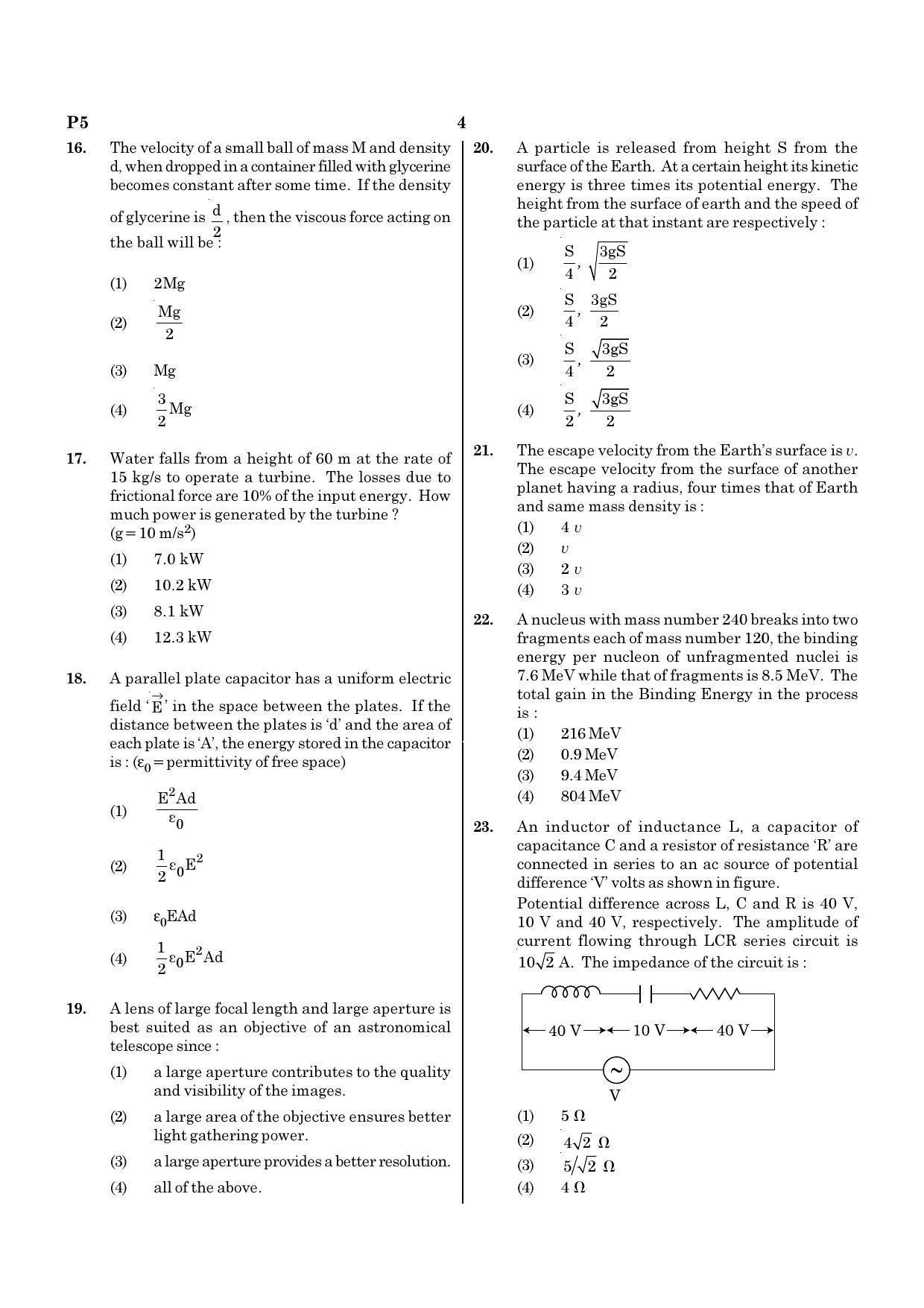 NEET E1 2022 Question Paper - Page 4