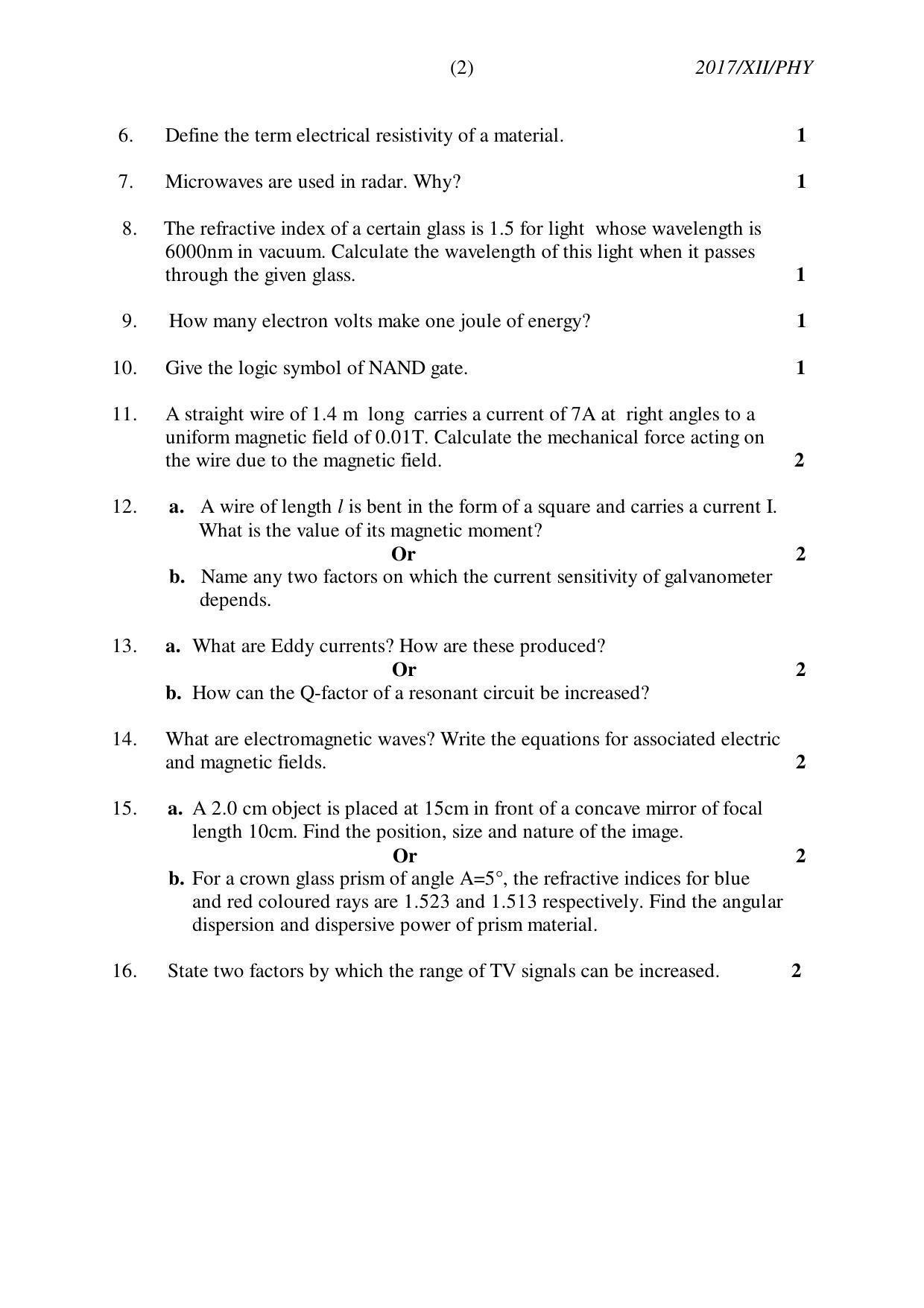 Nagaland Board Class 12 PHYSICS 2017 Question Papers - Page 2