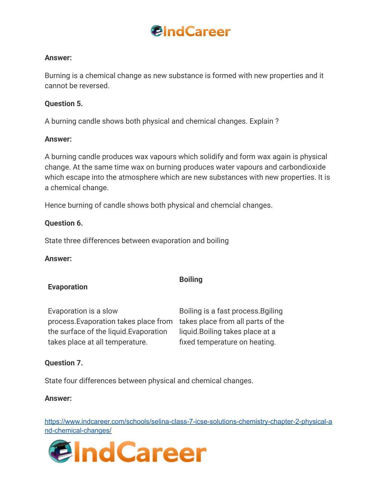 Selina Class 7 ICSE Solutions Chemistry : Chapter 2- Physical and Chemical Changes - Page 4