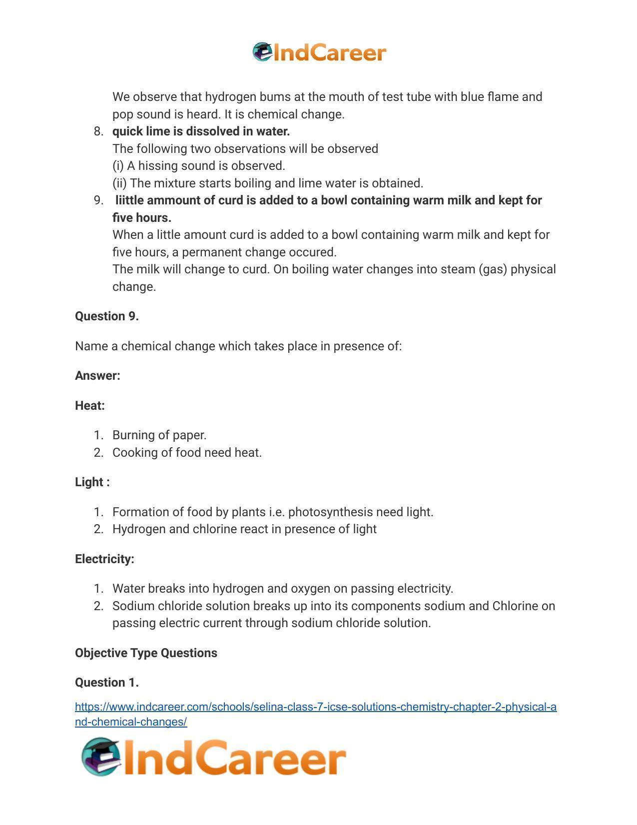 Selina Class 7 ICSE Solutions Chemistry : Chapter 2- Physical and Chemical Changes - Page 6