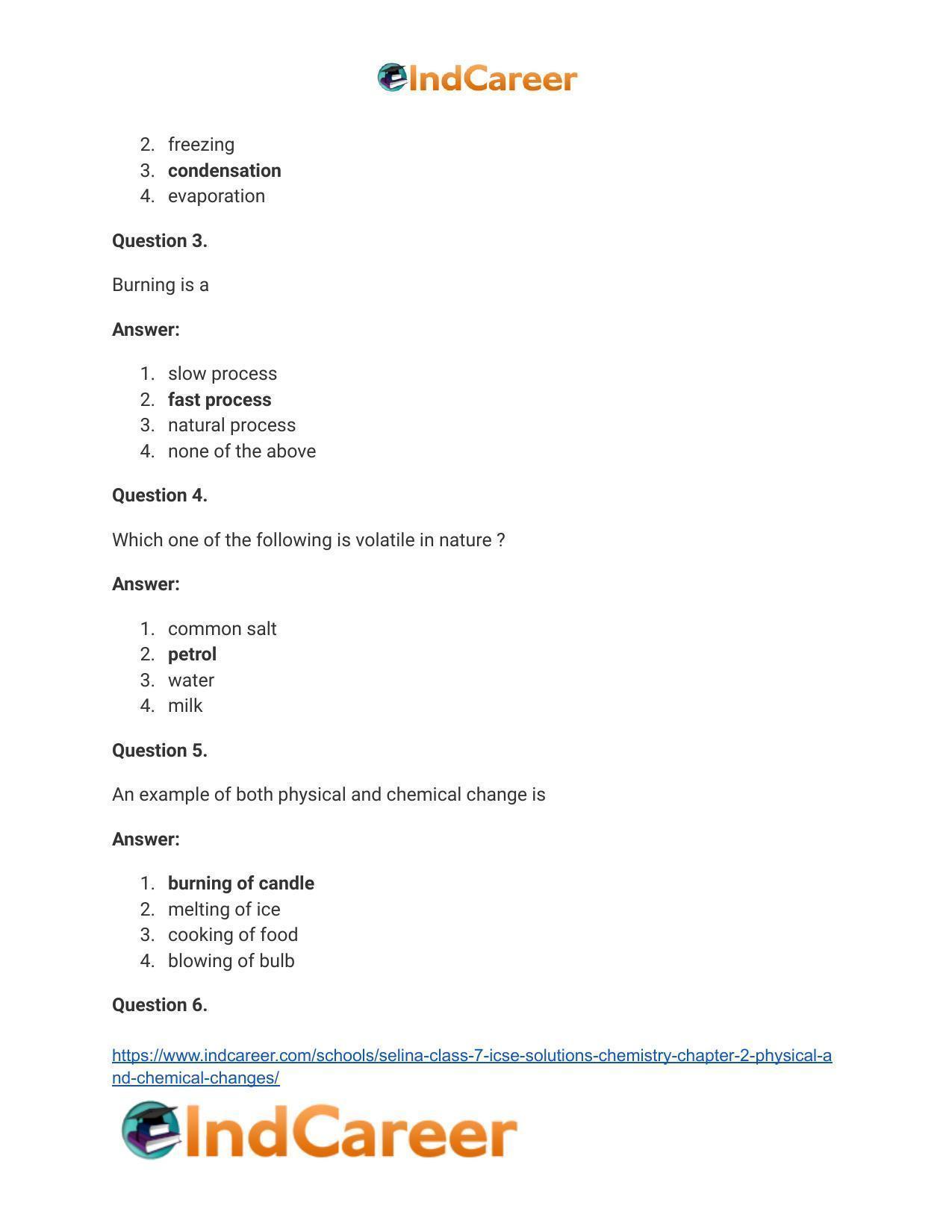 Selina Class 7 ICSE Solutions Chemistry : Chapter 2- Physical and Chemical Changes - Page 9