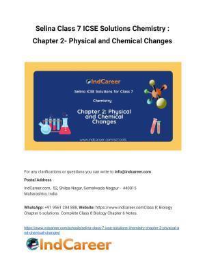 Selina Class 7 ICSE Solutions Chemistry : Chapter 2- Physical and Chemical Changes