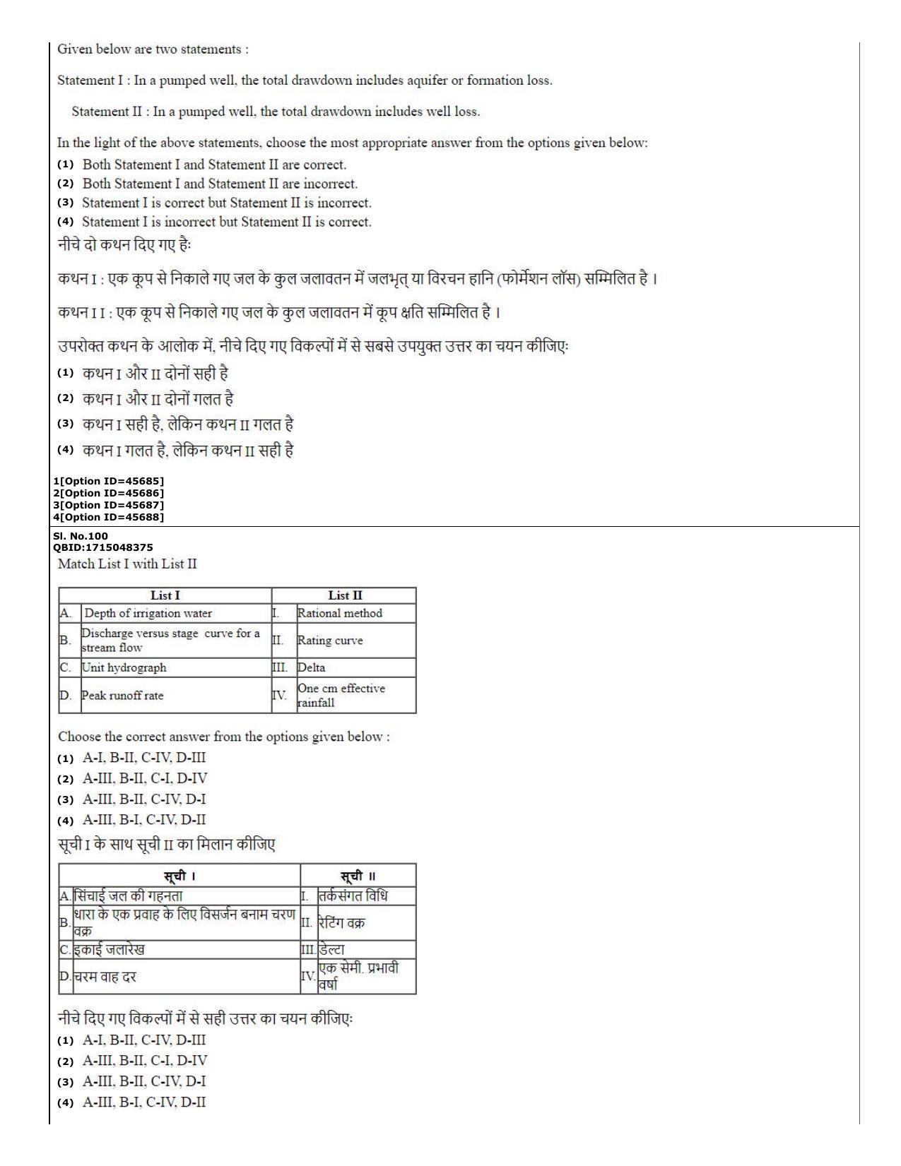 CUET (PG) 2022: PGQP-78 Soil Science – Soil & Water Conservation (11-09-2022) Question Paper - Page 34