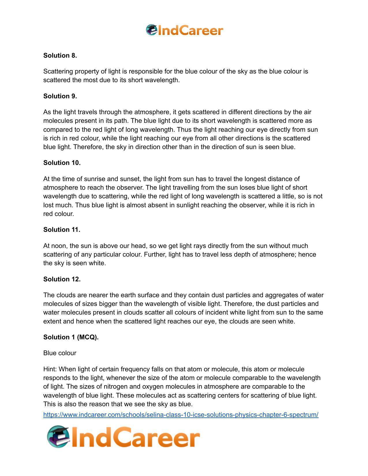 Selina Class 10 ICSE Solutions Physics : Chapter 6- Spectrum - Page 12