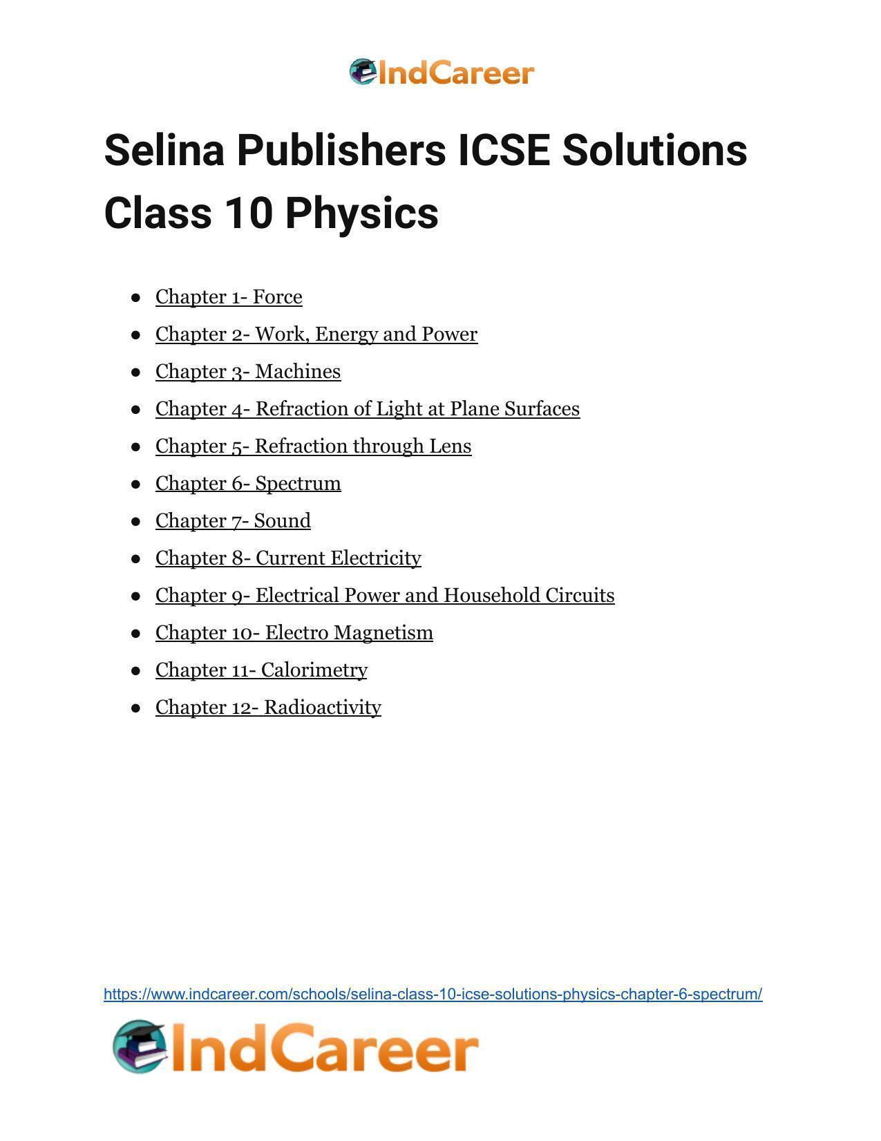 Selina Class 10 ICSE Solutions Physics : Chapter 6- Spectrum - Page 14