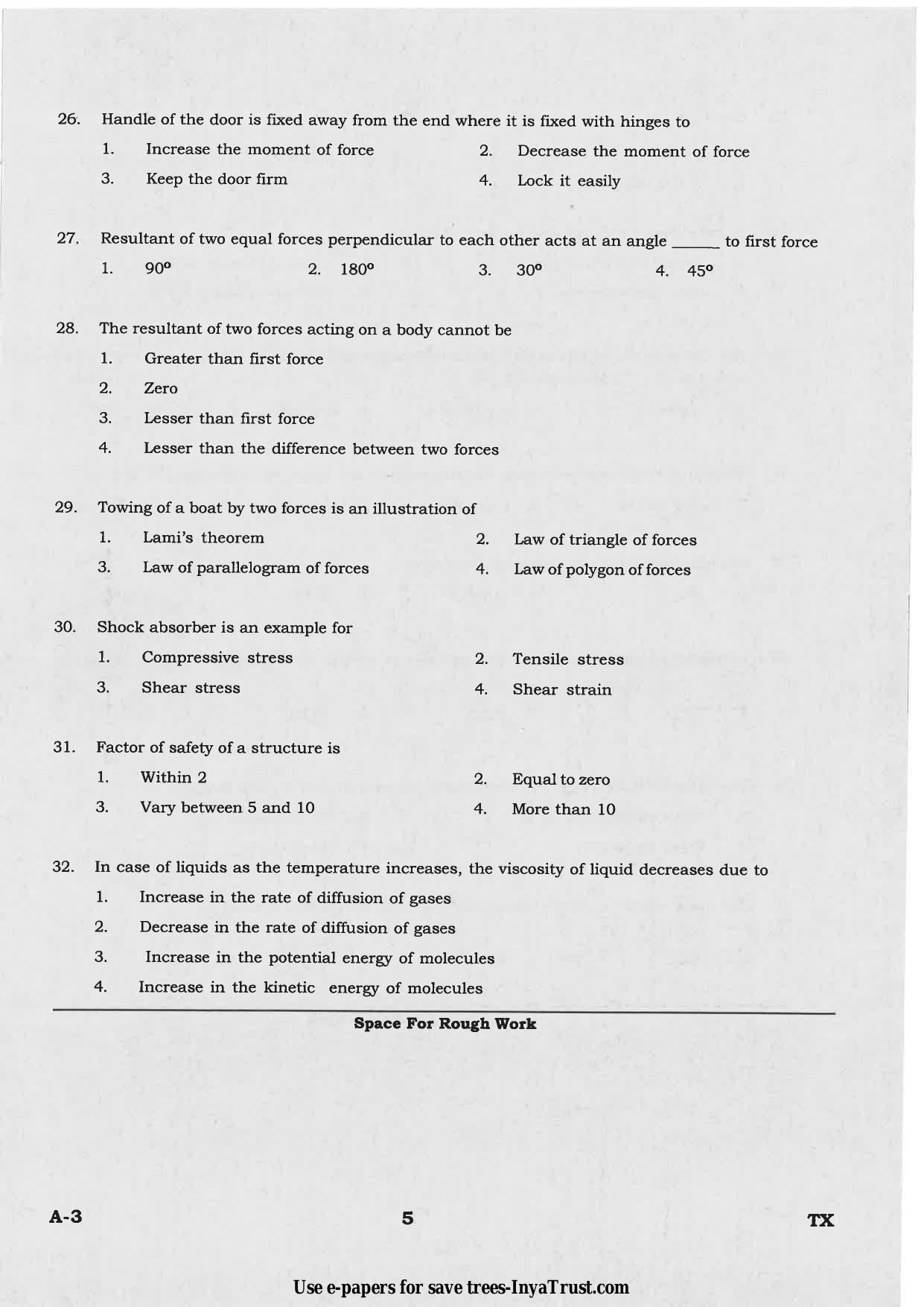 Karnataka Diploma CET- 2015 Textile Technology Question Paper - Page 5