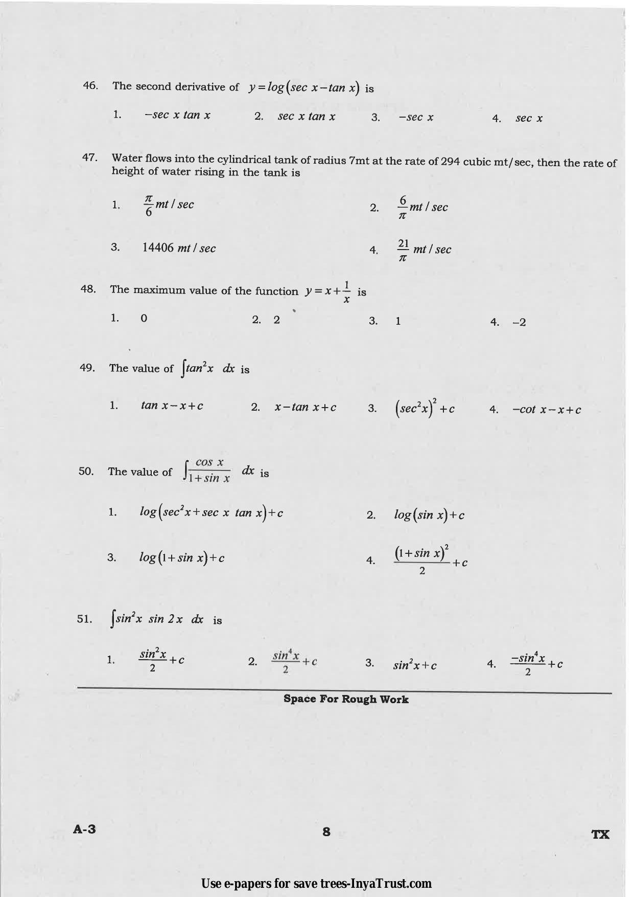 Karnataka Diploma CET- 2015 Textile Technology Question Paper - Page 8