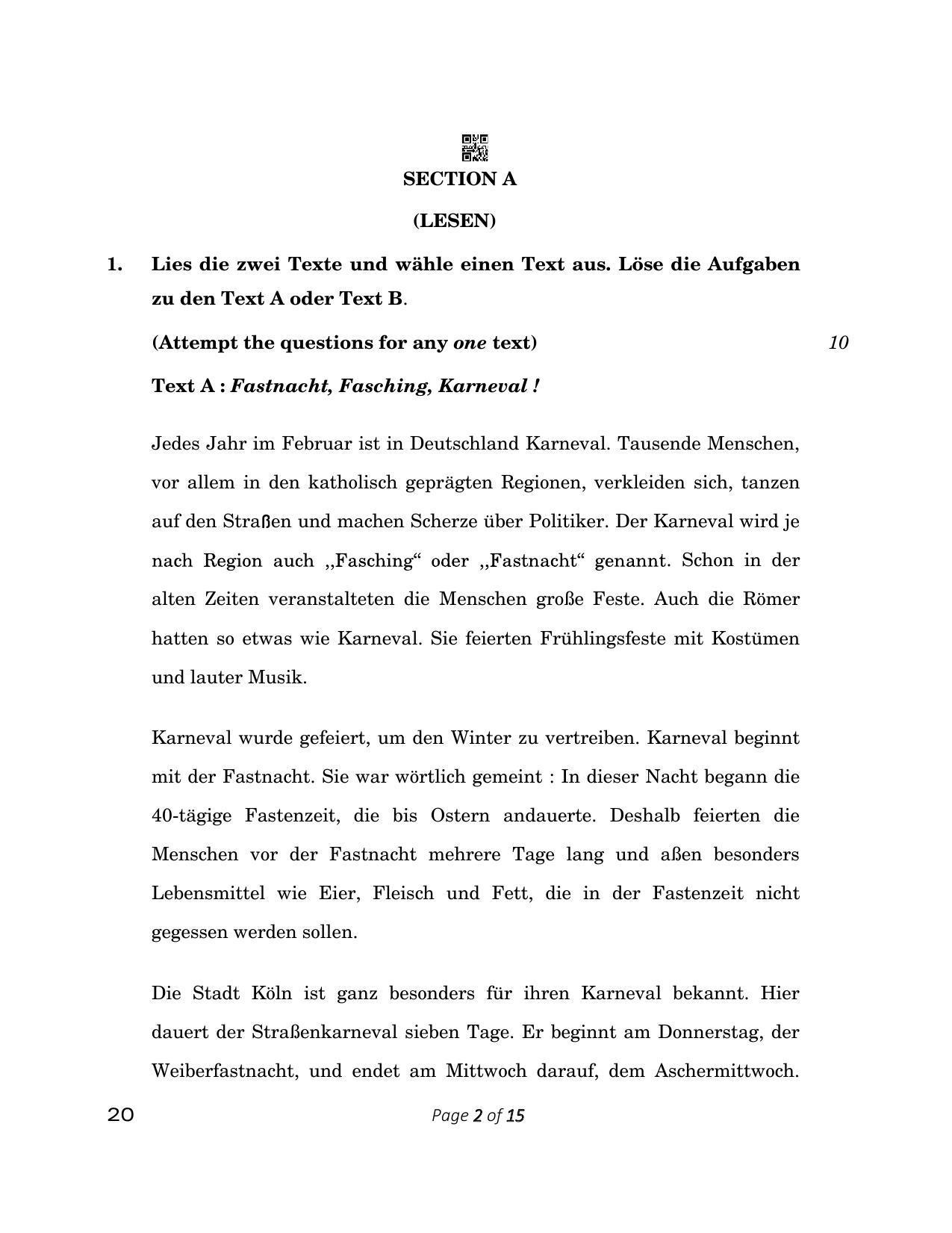 CBSE Class 12 20_German 2023 Question Paper - Page 2