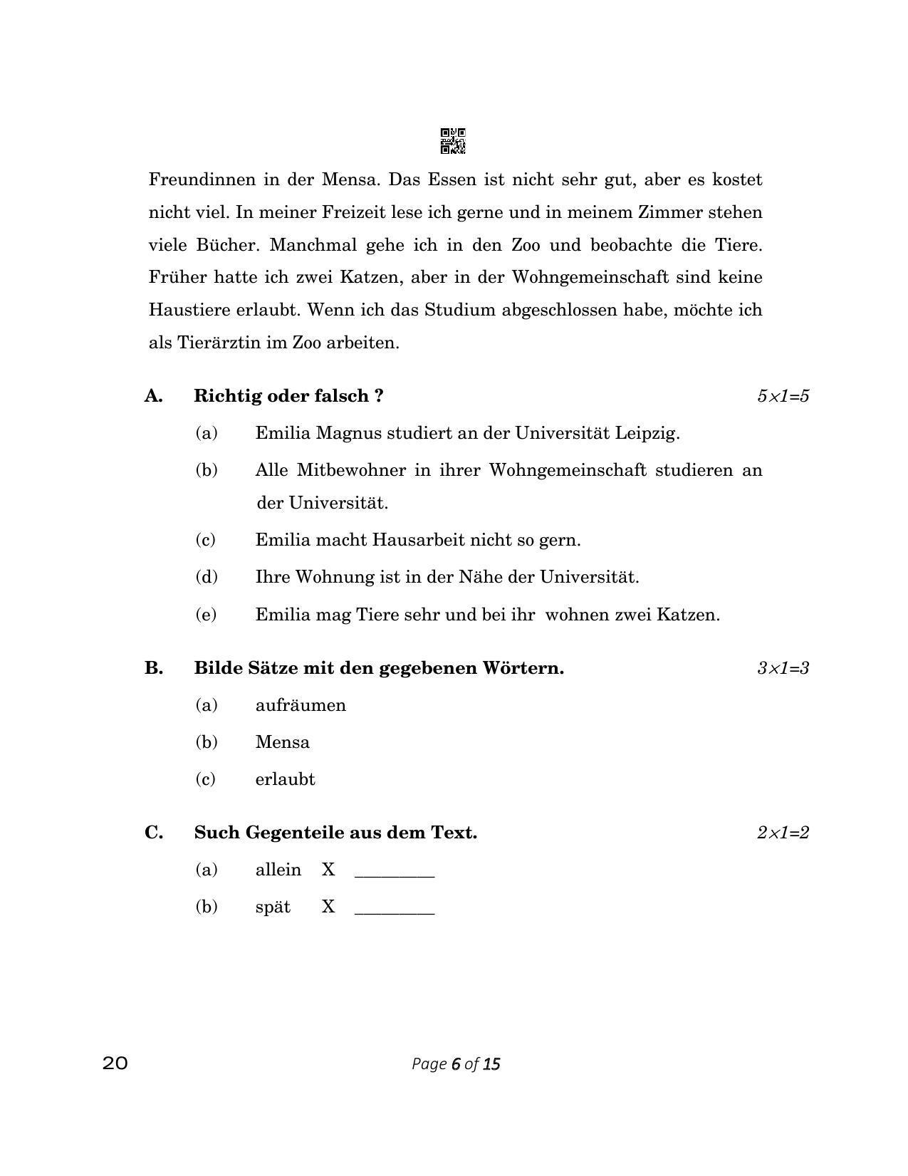 CBSE Class 12 20_German 2023 Question Paper - Page 6