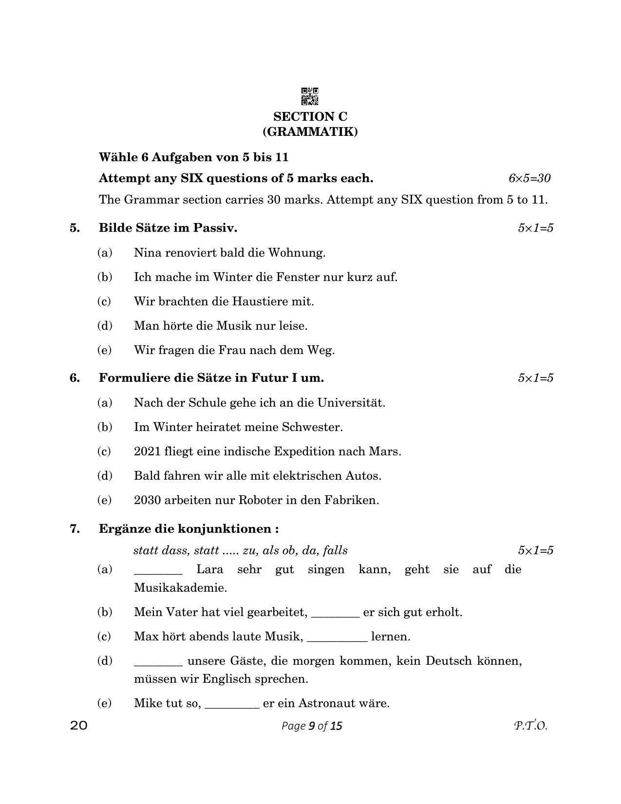 CBSE Class 12 20_German 2023 Question Paper - Page 9