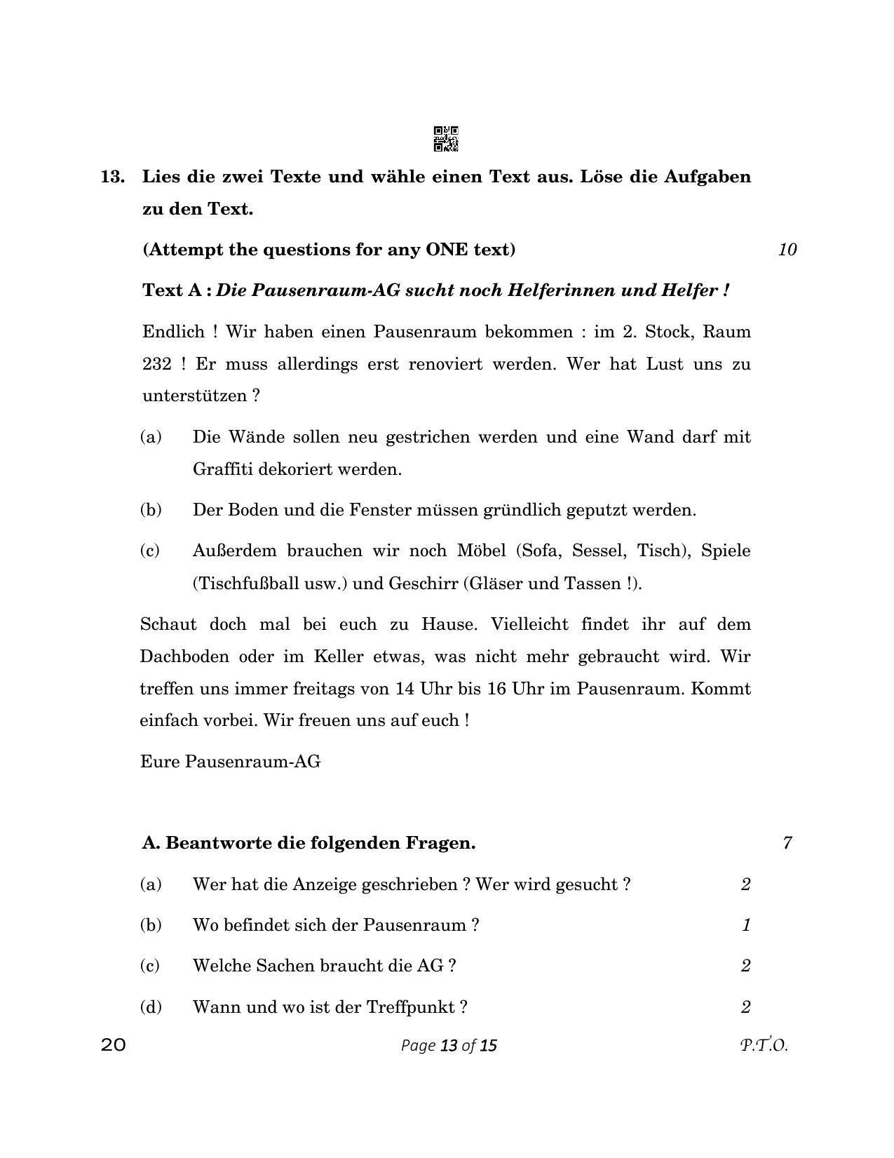 CBSE Class 12 20_German 2023 Question Paper - Page 13