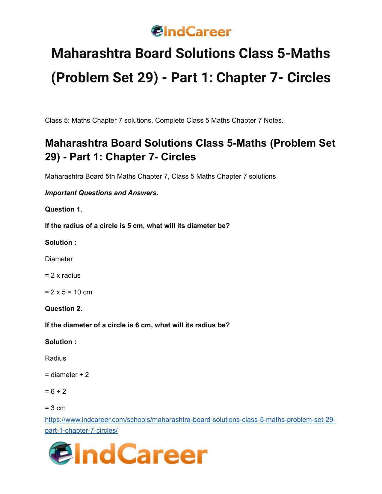 Maharashtra Board Solutions Class 5-Maths (Problem Set 29) - Part 1: Chapter 7- Circles - Page 2