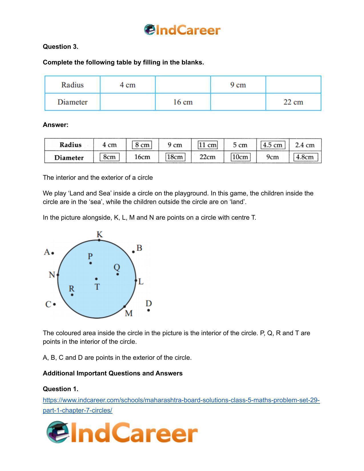 Maharashtra Board Solutions Class 5-Maths (Problem Set 29) - Part 1: Chapter 7- Circles - Page 3
