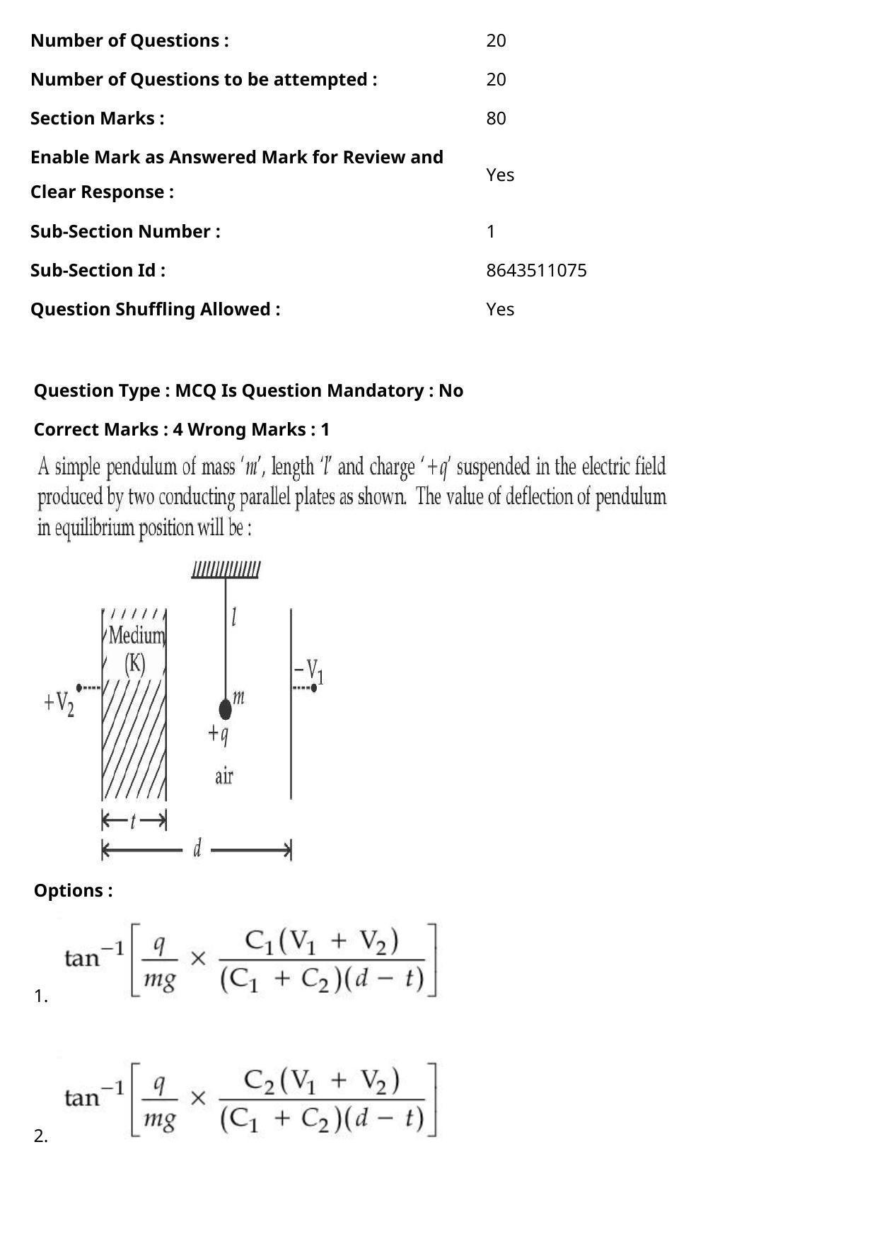 JEE Mains 2021: BTech Punjabi (Shift 2) 27-07-2021 Question Paper - Page 2