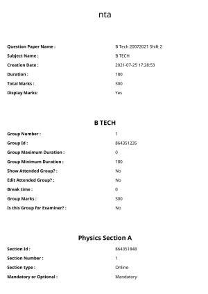 JEE Mains 2021: BTech Punjabi (Shift 2) 27-07-2021 Question Paper