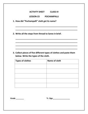 Worksheet for Class 4 Environmental Studies Pochampalli Assignment