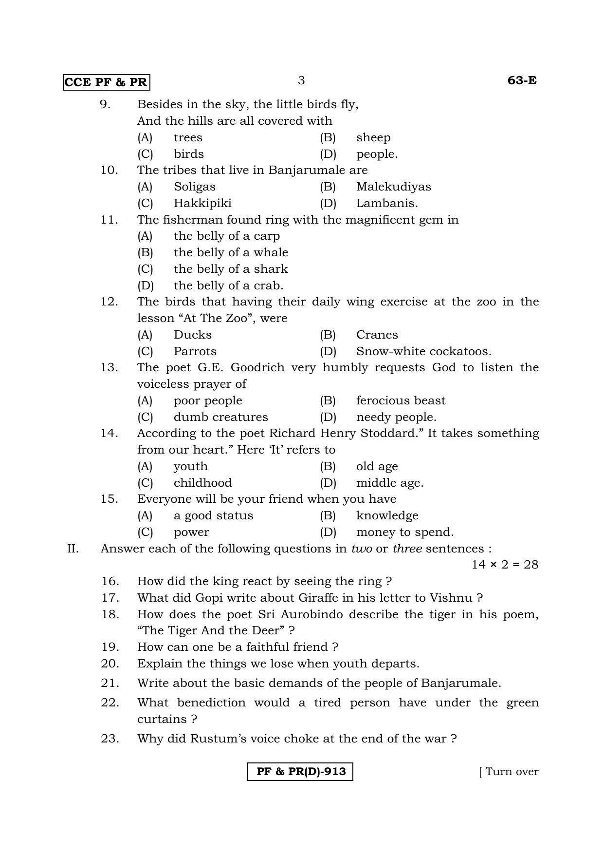 Karnataka SSLC English - Third Language - ENGLISH (63E-D Version) March/April 2019 Question Paper - Page 3