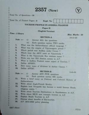 AP Inter 2nd Year Tourism Profile in Andhra Pradesh-II (new) March-2020-Vocational Question Paper