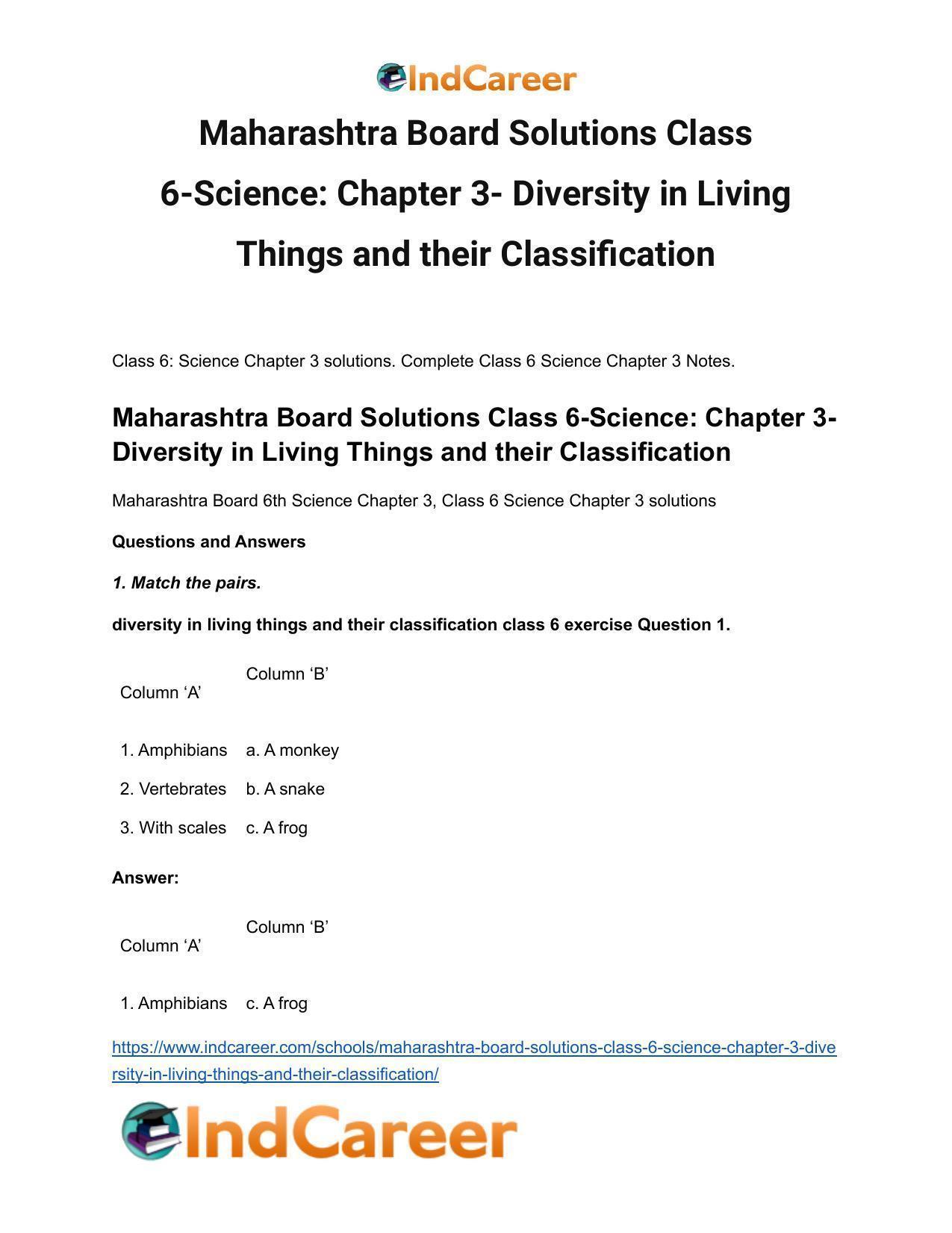 Maharashtra Board Solutions Class 6-Science: Chapter 3- Diversity in Living Things and their Classification - Page 2