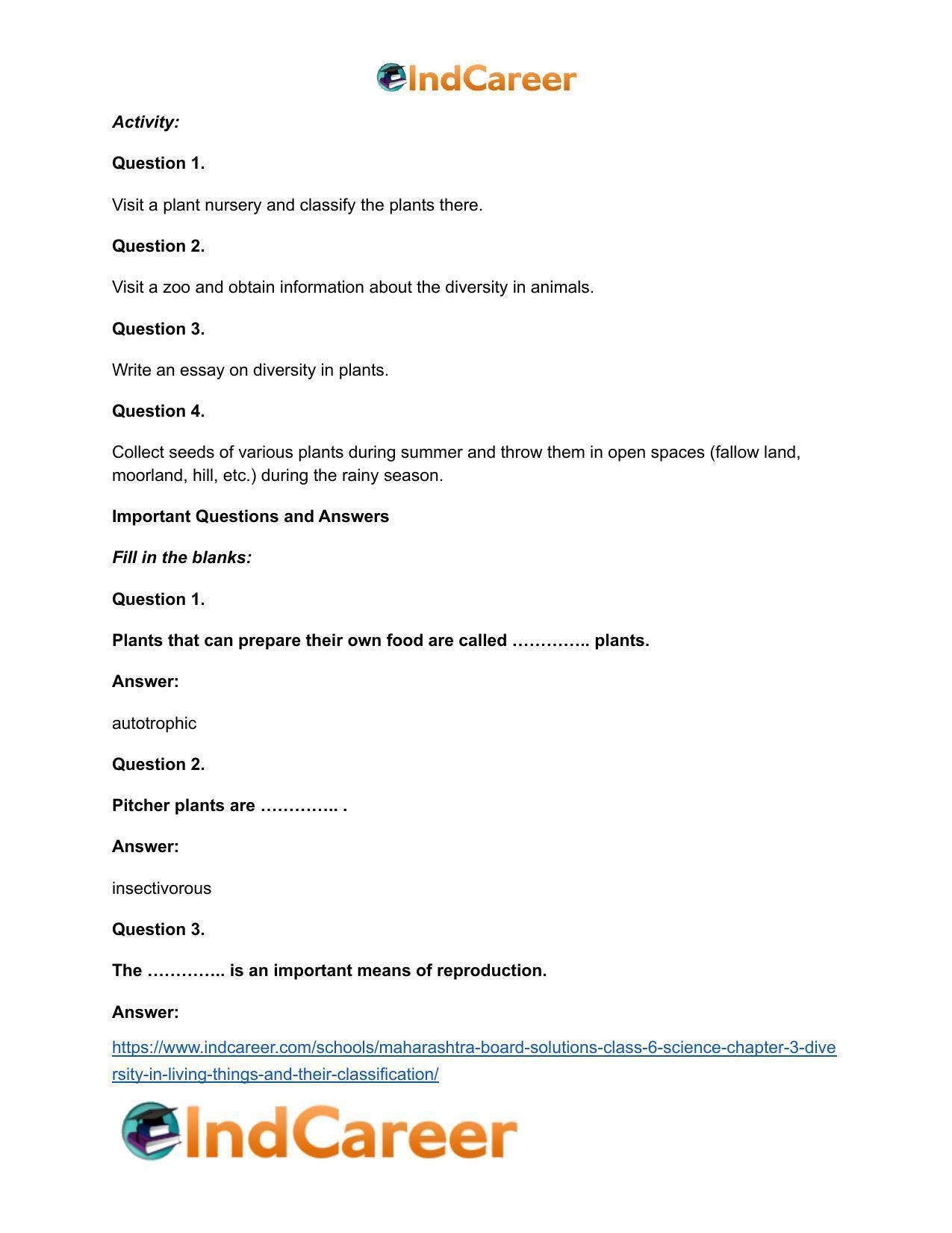 Maharashtra Board Solutions Class 6-Science: Chapter 3- Diversity in Living Things and their Classification - Page 12
