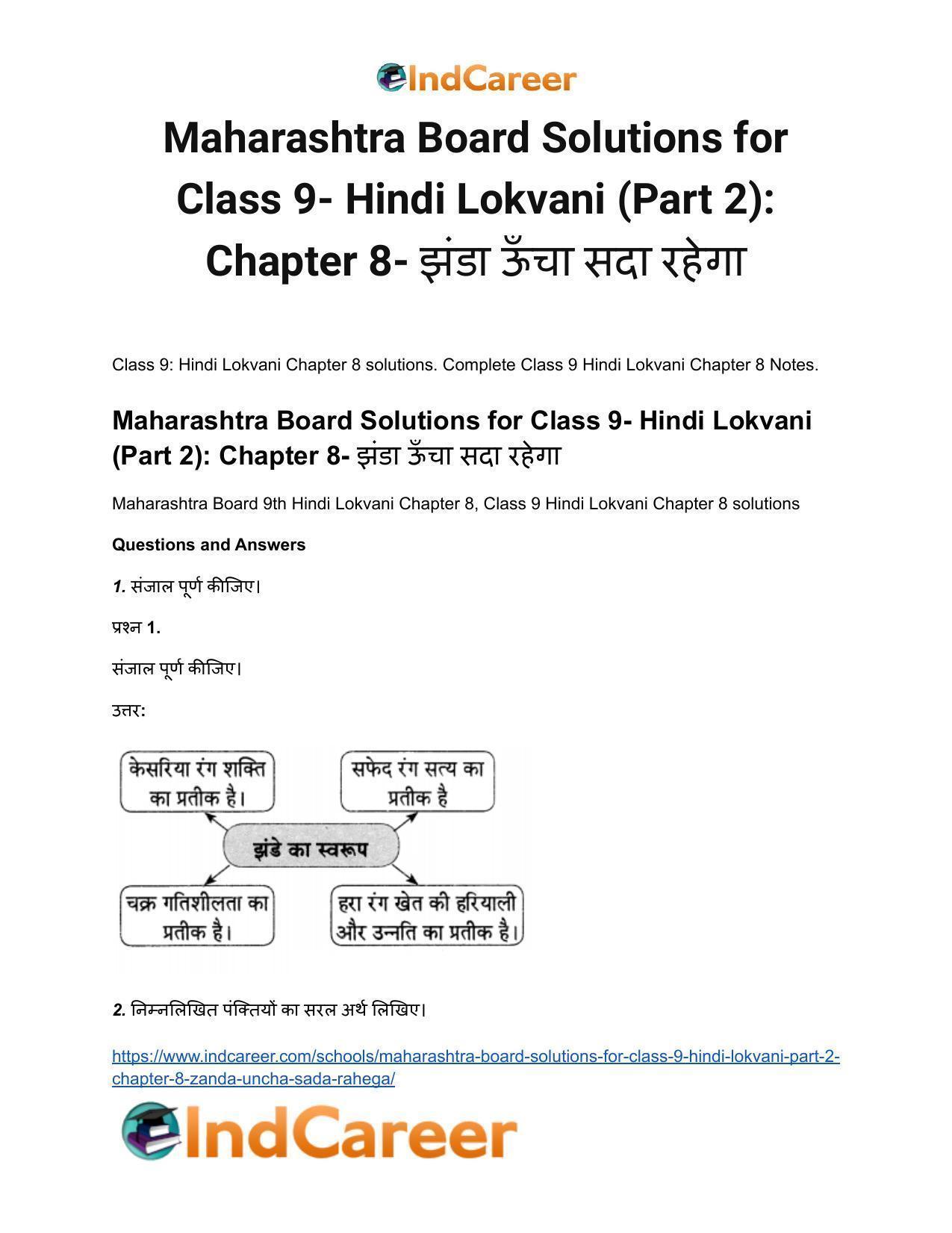 Maharashtra Board Solutions for Class 9- Hindi Lokvani (Part 2): Chapter 8- झंडा ऊँचा सदा रहेगा - Page 2