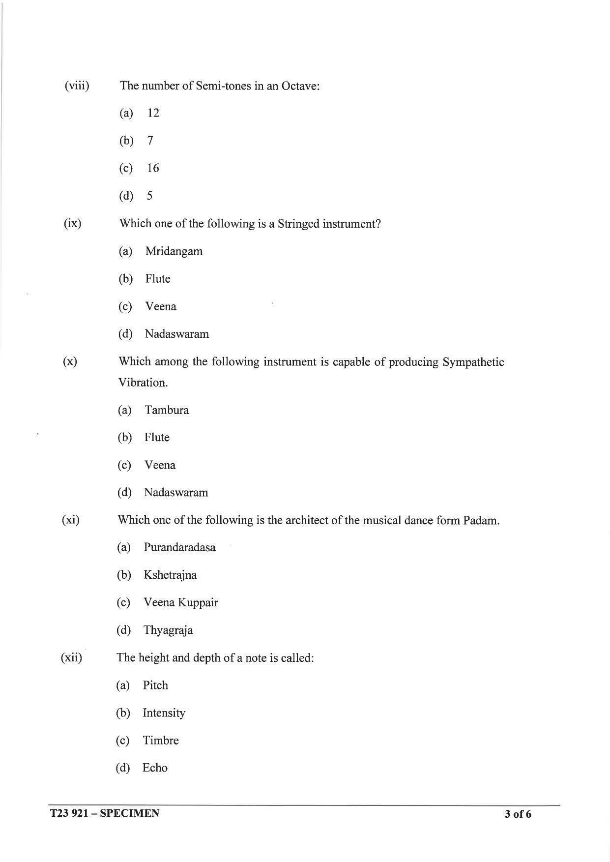 ICSE Class 10 Carnatic Music Sample Paper 2023 - Page 3