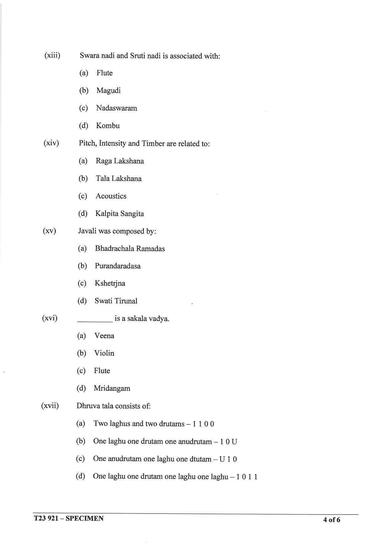 ICSE Class 10 Carnatic Music Sample Paper 2023 - Page 4