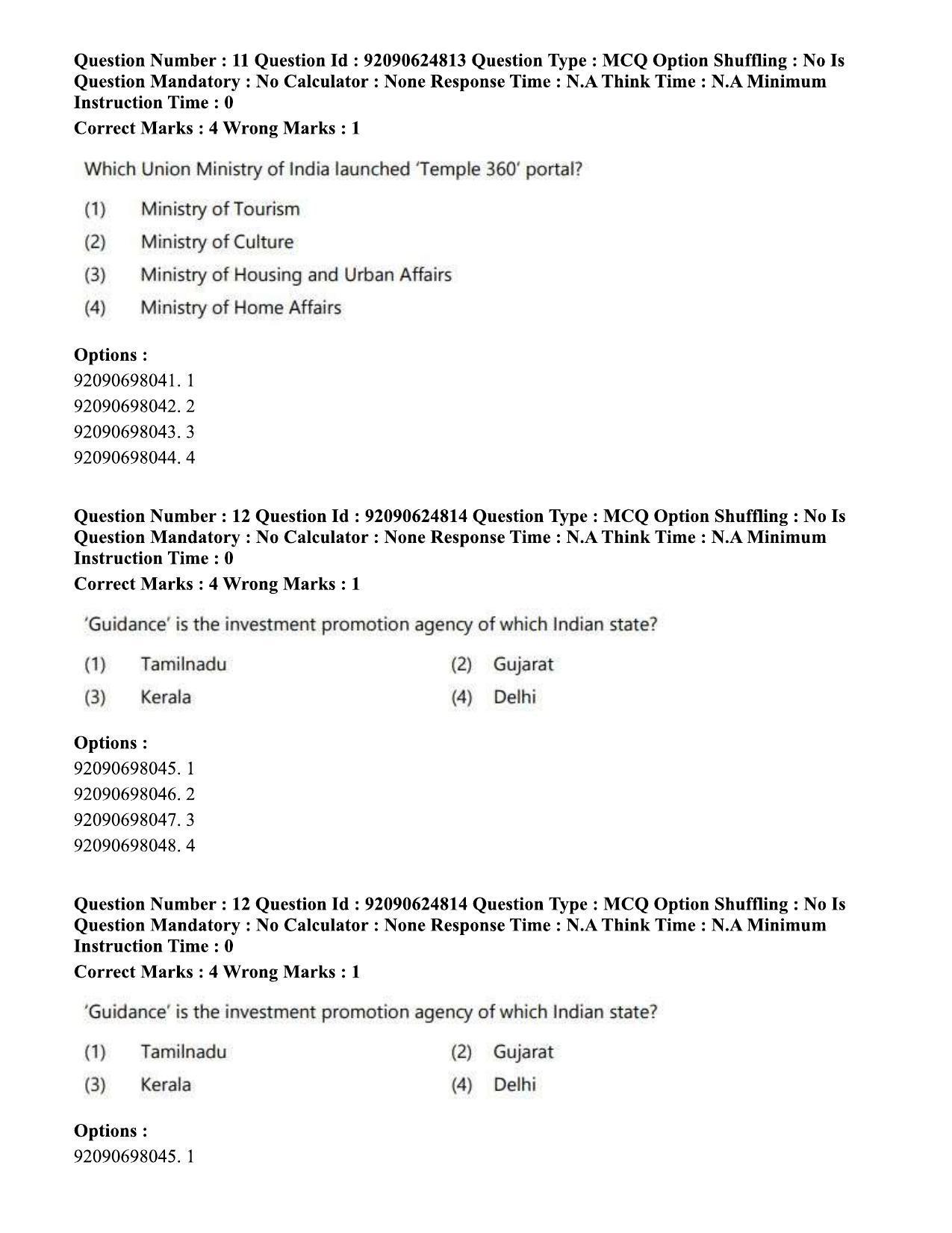 CUET PG 2023: HUQP01 – Ancient Indian History, Culture & Arch (Eng) - Shift 3 (24-06-2023) Question Paper  - Page 12
