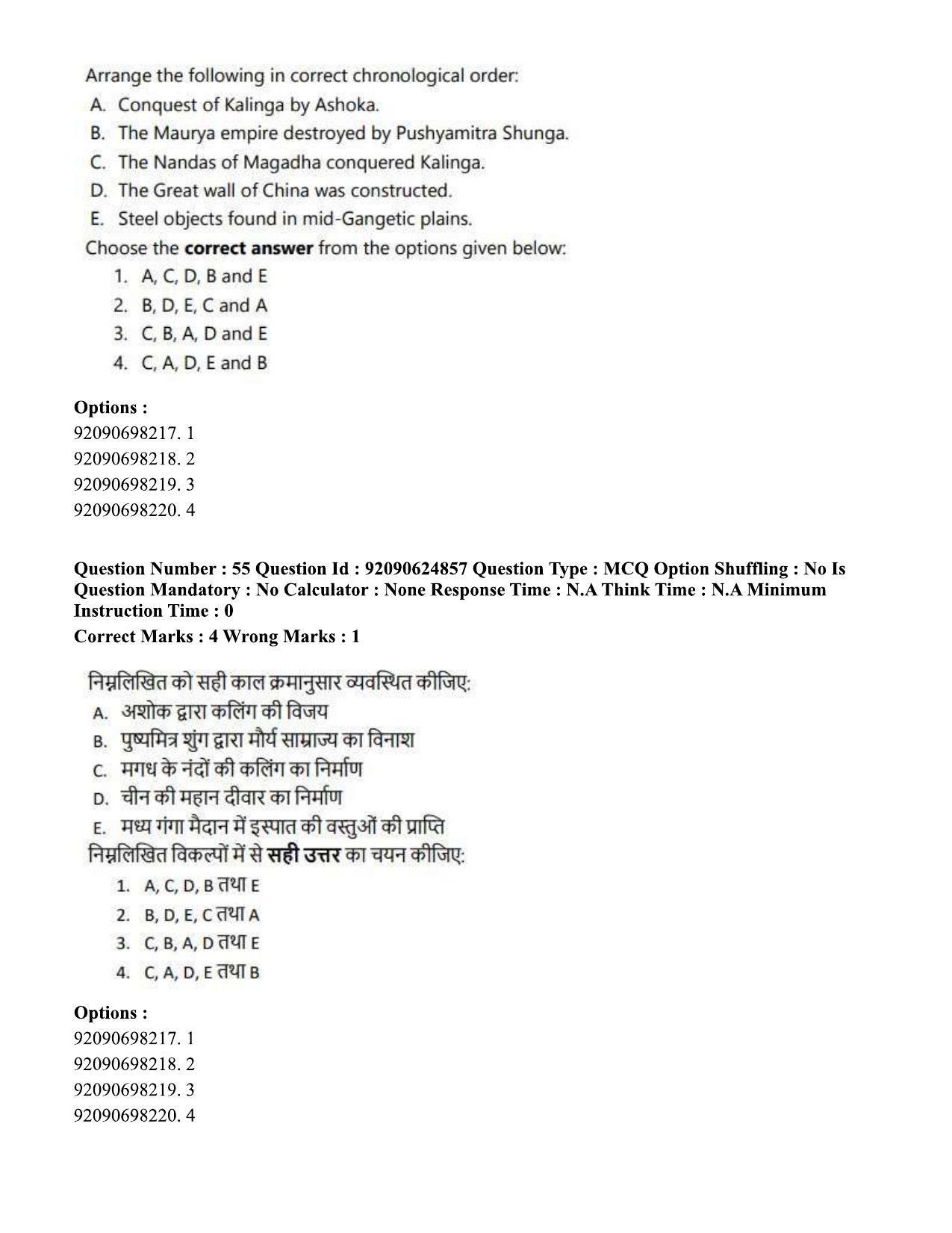 CUET PG 2023: HUQP01 – Ancient Indian History, Culture & Arch (Eng) - Shift 3 (24-06-2023) Question Paper  - Page 54