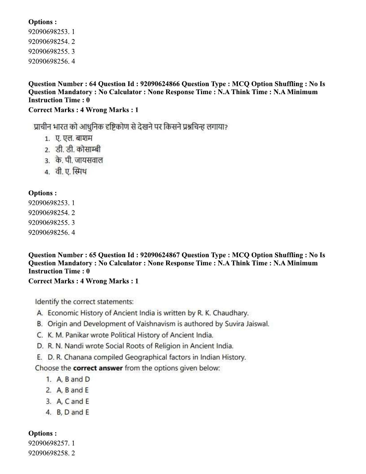 CUET PG 2023: HUQP01 – Ancient Indian History, Culture & Arch (Eng) - Shift 3 (24-06-2023) Question Paper  - Page 62