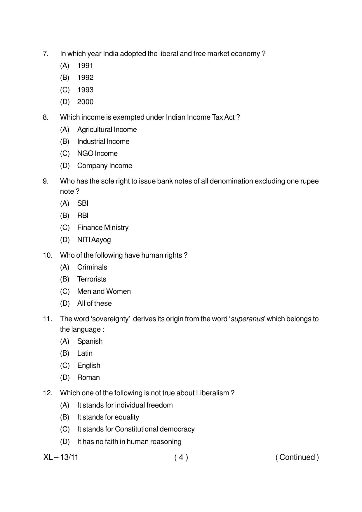 Odisha CPET JOURNALISM & MASS COMMUNICATION 2020 Question Paper - Page 4